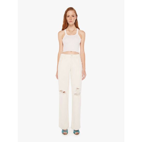 NWT Mother Superior Down Low Spinner Heel Natural Acts Cream Wide Leg Jean 26 - Picture 16 of 16